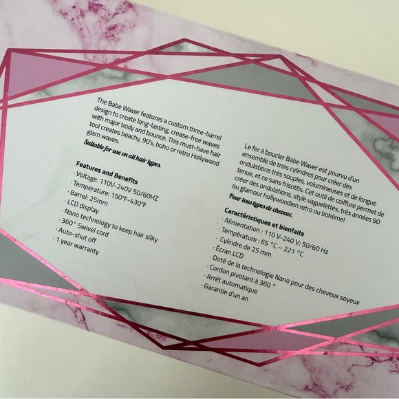💗 ARIA BEAUTY “The Babe Waver” | Triple Barrel Hair Tool | Pink Marble 💗 BNIB - Picture 2 of 13